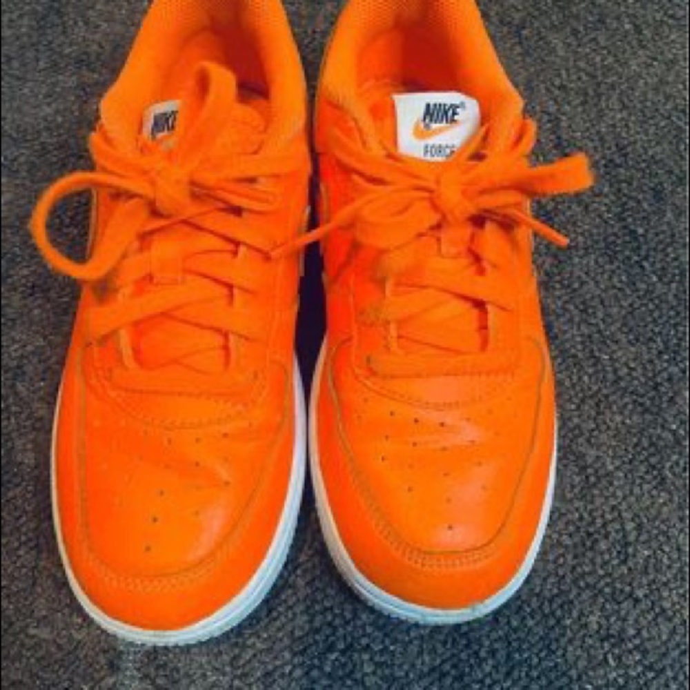 Orange just do it Air Force ones